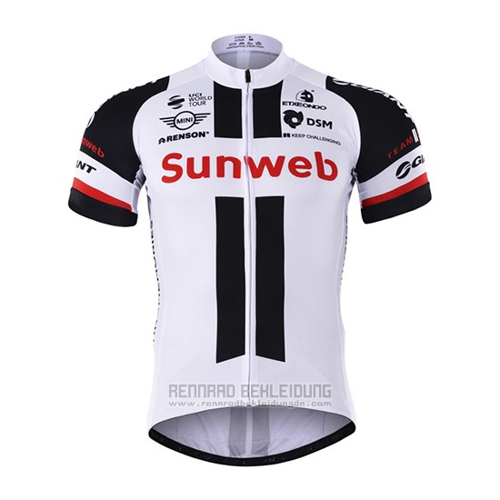 2017 Fahrradbekleidung Sunweb Wei Trikot Kurzarm und Tragerhose